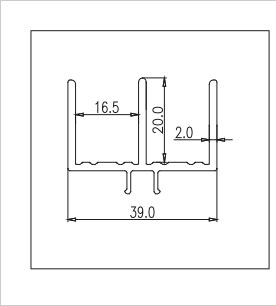 鋁合金雙槽滑道型材二維圖