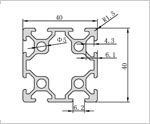 4040（雙槽）鋁型材二維圖
