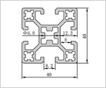 4040花孔鋁型材二維圖